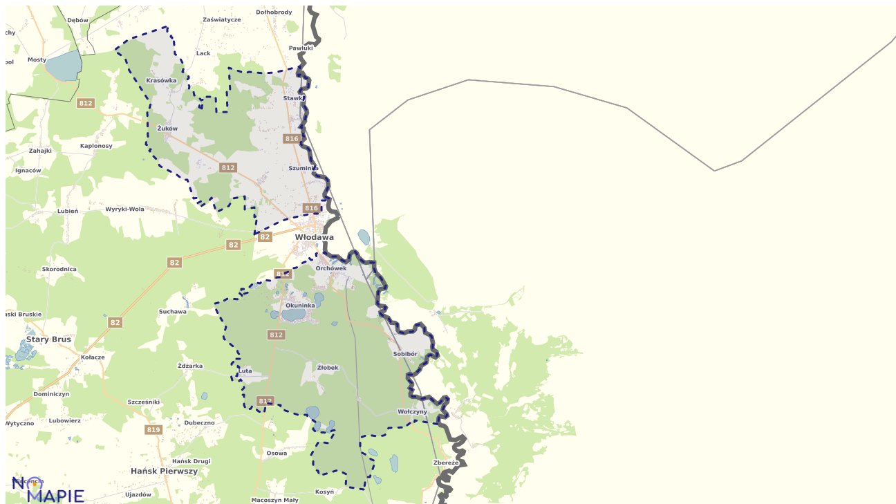 Mapa obszarów ochrony przyrody Włodawy