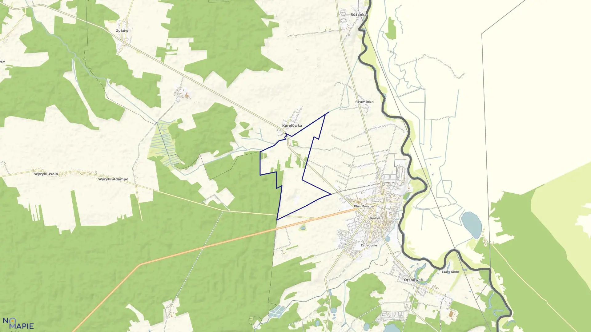 Mapa obrębu KOROLÓWKA-KOLONIA w gminie Włodawa