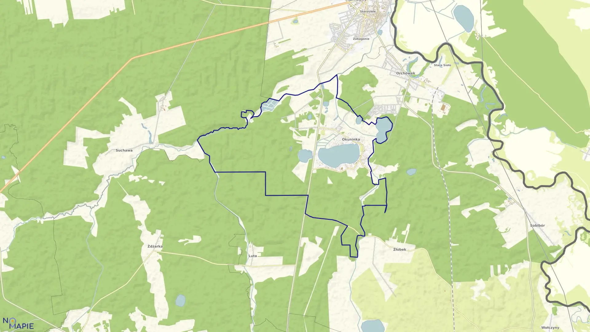 Mapa obrębu OKUNINKA w gminie Włodawa