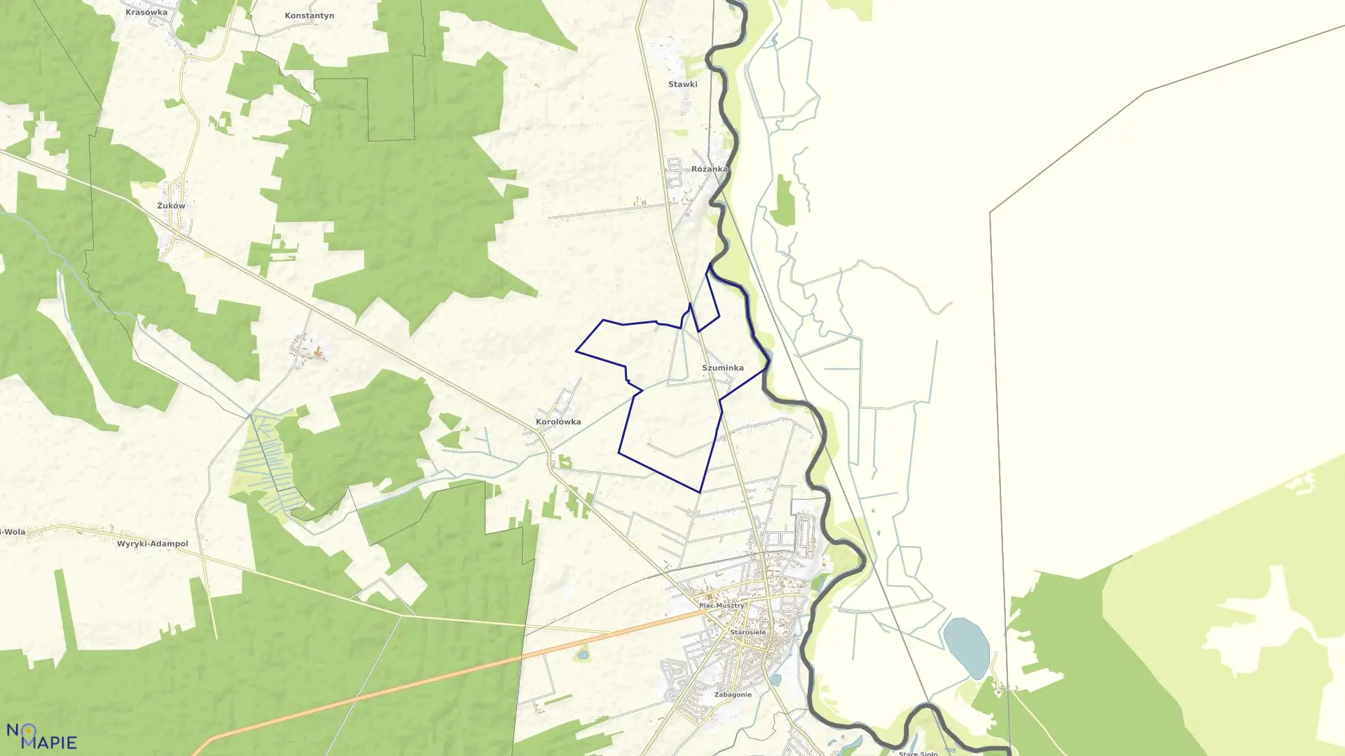 Mapa obrębu SZUMINKA w gminie Włodawa