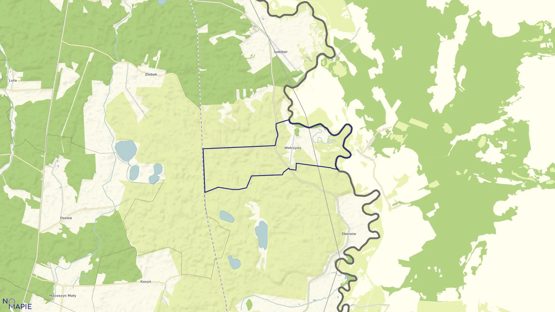 Mapa obrębu WOŁCZYNY w gminie Włodawa