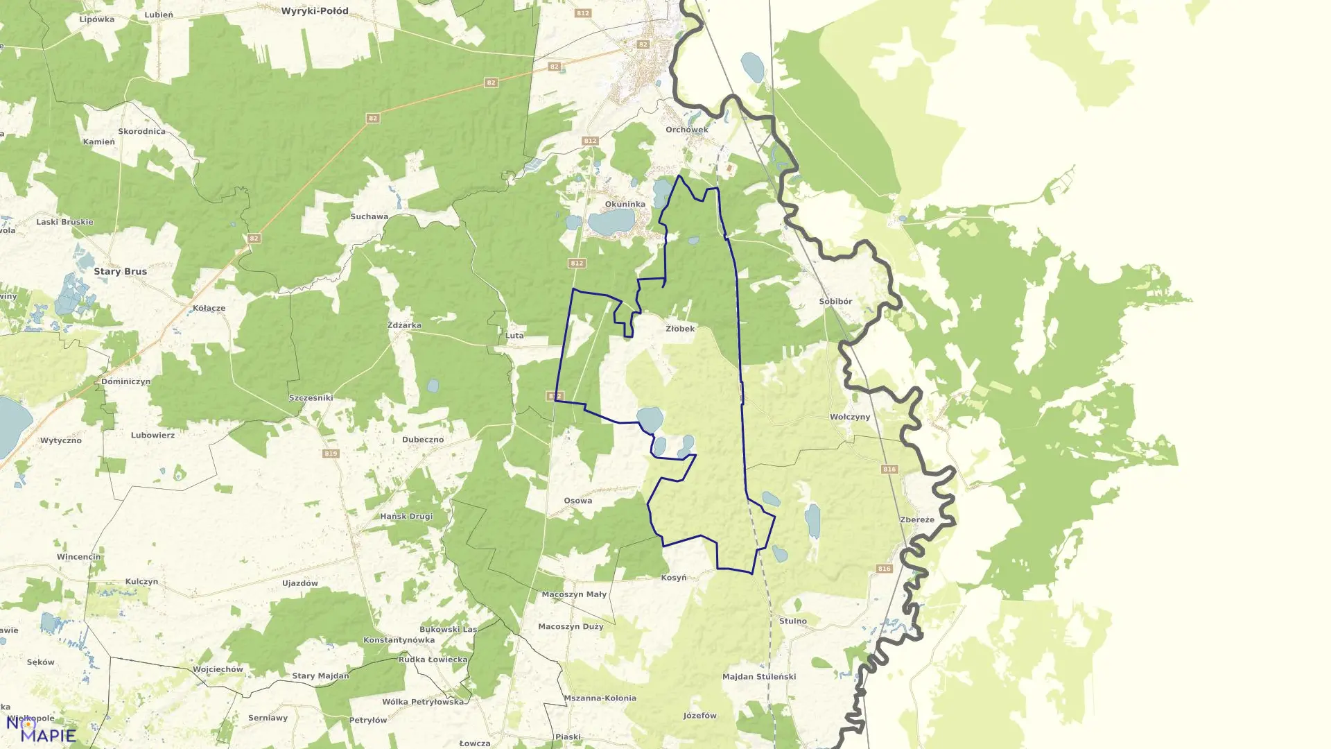 Mapa obrębu ŻŁOBEK w gminie Włodawa