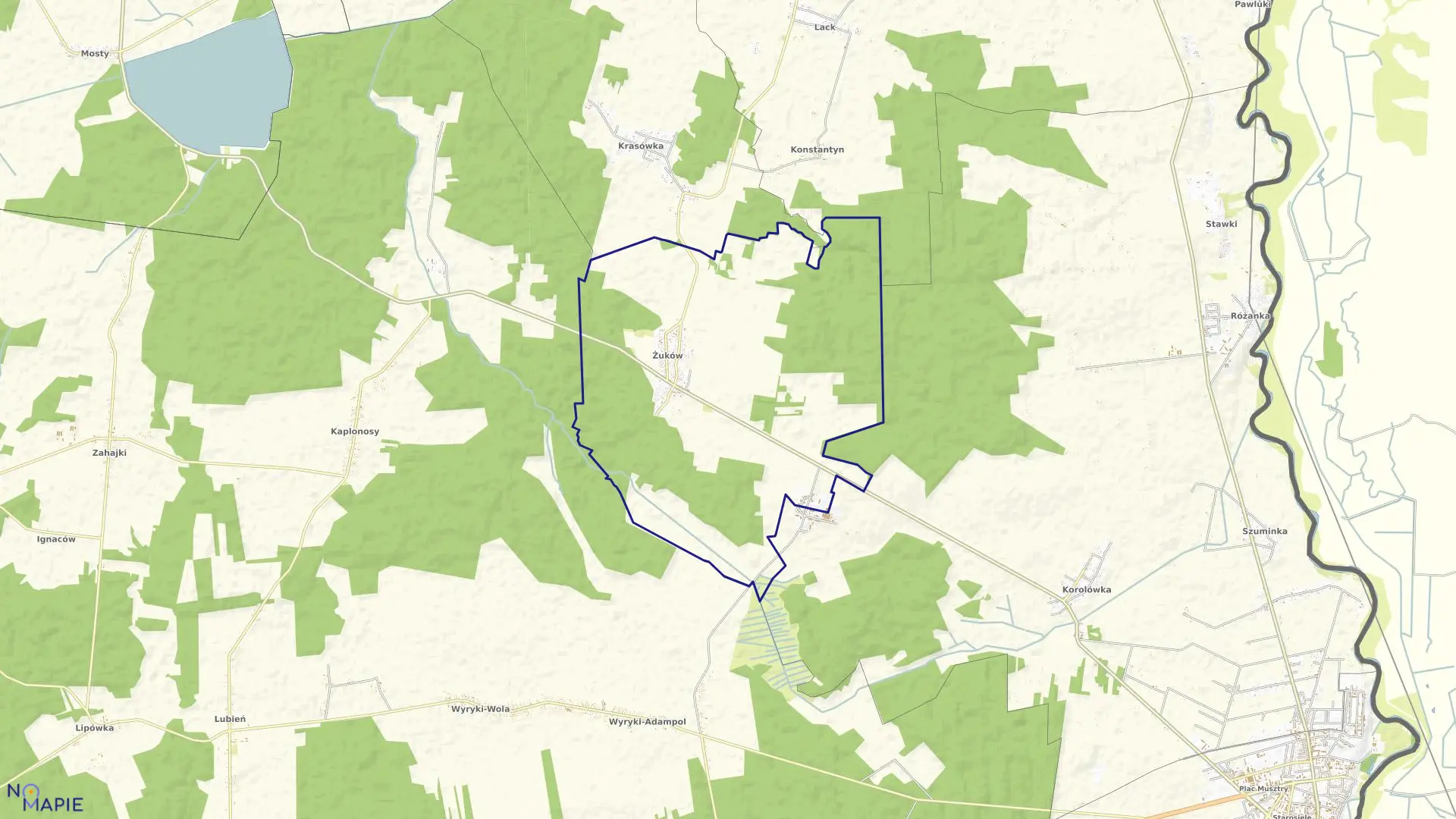 Mapa obrębu ŻUKÓW w gminie Włodawa